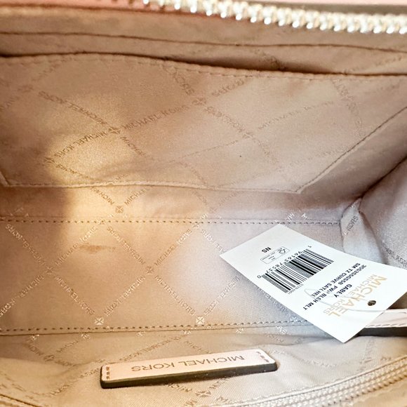 Michael Kors Gabby Small Satchel Top Zip Shoulder Crossbody Bag MK Vanilla Pink - Picture 10 of 11